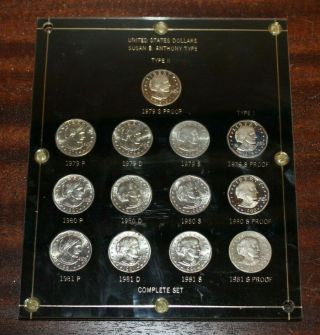 United States Susan B.  Anthony Dollar Complete Set Type Ii 1979 A 1981 Proof