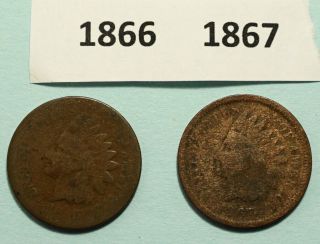 1859 1863 1864 1865 1966 1867 & 2 1869 INDIAN HEAD ONE CENT US COINS LOWER GRADE 4