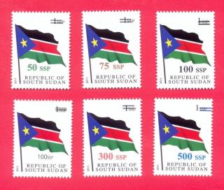 South Sudan 2017 Scott 9 - 14 Nh Surcharges On 1 Ssp Flag - Usa