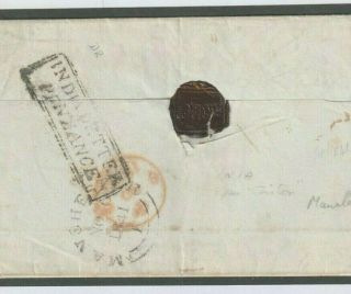 Phillipines Cover Gb Ship Letter Per India Letter Penzance 1841 Cornwall M49g