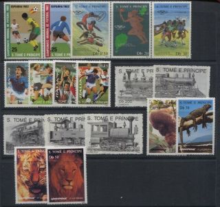 St Thomas & Prince 1982 - 1996 Mnh Sets,  Souvenir Sheets 5 Scans Cv $184.  60