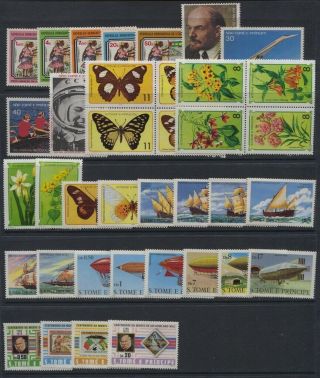 St Thomas & Prince 1975 - 1980 Mnh Sets,  Souvenir Sheets 2 Scans Cv $113.  25