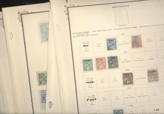 Abyssinia,  Ethiopia,  Assortment Of Old Stamps Hinged On Pages