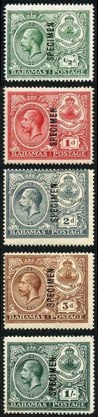 Bahamas Sg106/10 1920 Peace Set Of 5 Opt Specimen M/mint