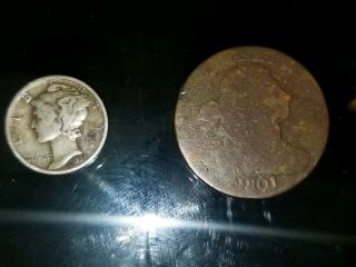 1801 Large Cent & 1937 Silver Dime