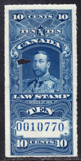 Canada Supreme Court Fsc14 10c Blue,  1915 Rouletted,  Blue Control,