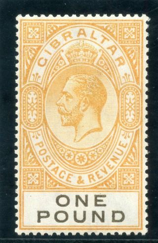 Gibraltar 1925 Kgv £1 Yellow & Black Mlh.  Sg 107 Var.
