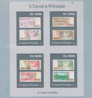 O) 2010 Sao Tome And Principe,  Paper Money In Stamps - Dobra - Std - Db,  King Am