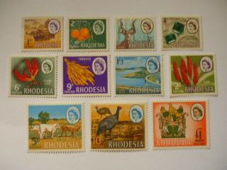 Rhodesia Qeii 1966 - 9 Sg397 - 407 1d - £1 Mm (very Light)