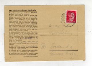 1944 Germany Auschwitz Kz Concentration Camp Letter Cover To Dresden