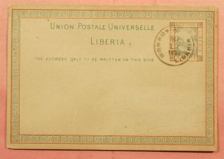 1888 Liberia H&g 1 Postal Card Monrovia Cancel