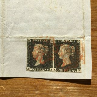 One Penny Black June 1840 - Pair On Piece