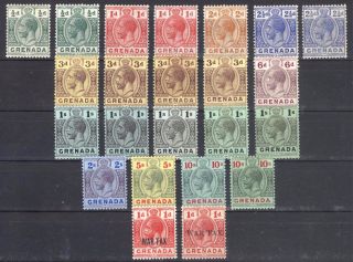 Grenada 1913 1/2d - 10s Gv All Shades Sg 89 - 101 Scott 79 - 90 Lmm/mlh Cat£230 ($303)
