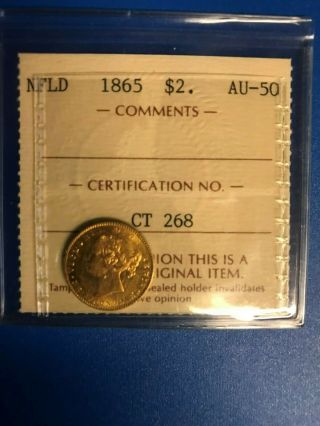 1865 Newfoundland $2 Gold