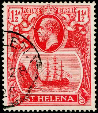 St.  Helena Sg99a,  1½d Rose - Red,  Fine,  Cds.  Cat £200.  Broken Mainmast.