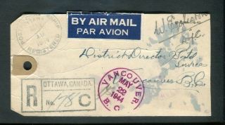 Air Mail Tag 2 Rare Ww2 Censor Cancels Signed W Eggleston Director Of Censorship