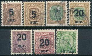 Iceland 1921 Surcharged,  7 Different.