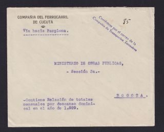 COLOMBIA 1930,  Special Del.  Cucuta Railroad Co cover,  1930 to Bogota,  SC 341,  Cover 2