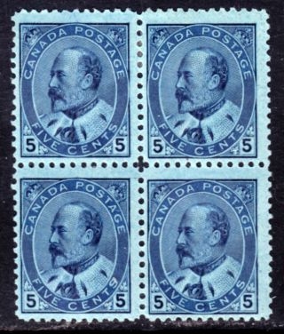 Canada 91 5c Blue Block/4,  1903 Kevii,  F,  Og - Hinged