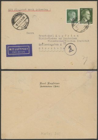 Germany Wwii 1944 - Air Mail Cover To Stockholm Sweden - Censor 34829/4