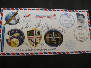 Iss 47 Flown Boardpost Orig.  Signed Crew,  Space