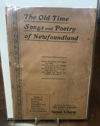 1927 Old Time Songs And Poetry Of Newfoundland Gerald S Doyle Eph169