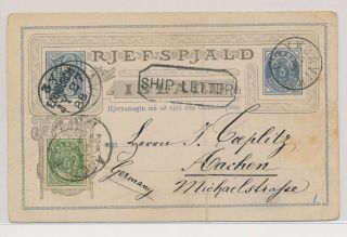 Lk81157 Iceland 1888 To Germany Postal Card