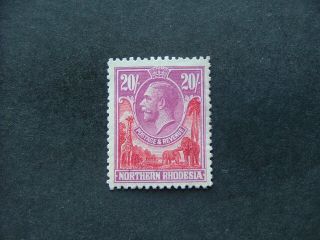 Northern Rhodesia Kgv 1925 20/ - Carmine - Red & Rose - Purple Sg17 Mm