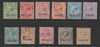Nauru 1916 - 23 Complete Set 11v Sg 1 - 12 Fine.