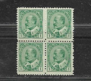 Canada Stamps 89 Block Of 4 (nh) From 1903 - 08