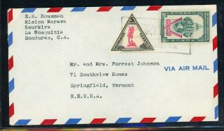 Nicaragua Postal History: Lot 172 1948 Air Bilwaskarma - Vermont $$$