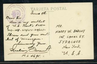 Nicaragua Postal History: Lot 168 1930s Pc Leon - Syracuse Ny $$$