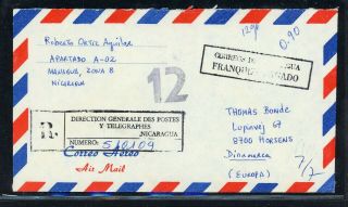 Nicaragua Postal History: Lot 167 1990 Franked Managua - Denmark $$$