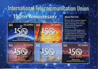 Gambia 2015 Mnh International Telecommunication Union Itu 150th 5v M/s Stamps