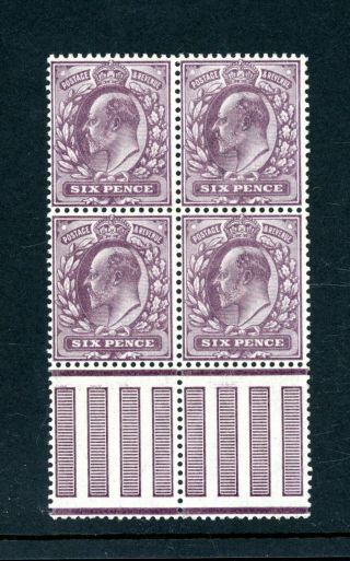 Gb Edward Vii 6d D.  L.  R.  Chalky Paper.  Block (4) Unmounted (o268)