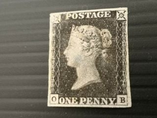 Gb,  1840,  1d Black,  Plate 1b,  Four Good To Large Margins