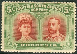 Rhodesia - 1910 - 13 5/ - Scarlet & Pale Yellow Green.  A Mounted Example Sg 160