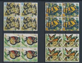 Xb73733 Mexico Insects Flora Butterflies Blocks Of 4 Mnh