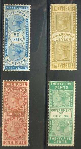 Ceylon Light Hinged Telegraph Stamps Scarce Up 49