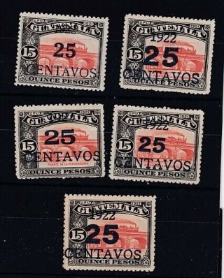 Guatemala (9k176) Sg 185 - 1922 A To 25c On 15c Opts Types - Lightly Hinged