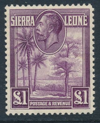Sg 167 Sierra Leone 1932 £1 Purple Lightly Mounted Cat £180