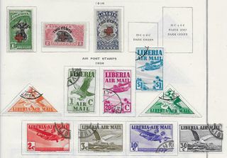 12 Liberia Semi - Postal & Air Post Stamps From Quality Old Album 1918 - 1938
