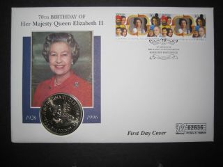 Guernsey 1992 Qeii 70th Birthday Europa Stamp,  £5 Coiin On Souvenir Cover