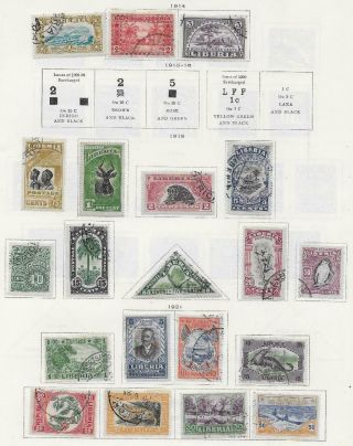 20 Liberia Stamps From Quality Old Album 1914 - 1921