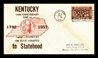 Dr Jim Stamps Us Kentucky Statehood Morris W Beck Cachet Cover 1957