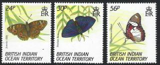 British Indian Ocean Territory : 1994 Butterflies Set Sg 152 - 4 Mnh