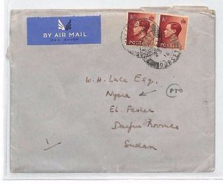 An267 1936 Gb Darfur State Airmail Shaftesbury Keviii Cover Sudan Nyala