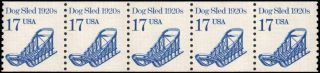 Us 2135 Mnh 17c Dog Sled Coil Strip Of 5