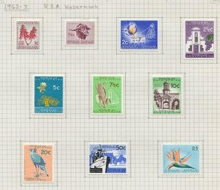 South Africa 1963 - 67 Rsa Watermark Chalk Set On Page Sg227 - 236
