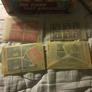 SHEETS WWII GERMANY THIRD REICH HITLER HEAD STAMPS officials cigar box full 8